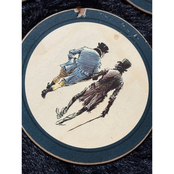 Vintage Golden Cross Coaster Set With Humorous Illustrations In Original Box - Picture 10 of 11